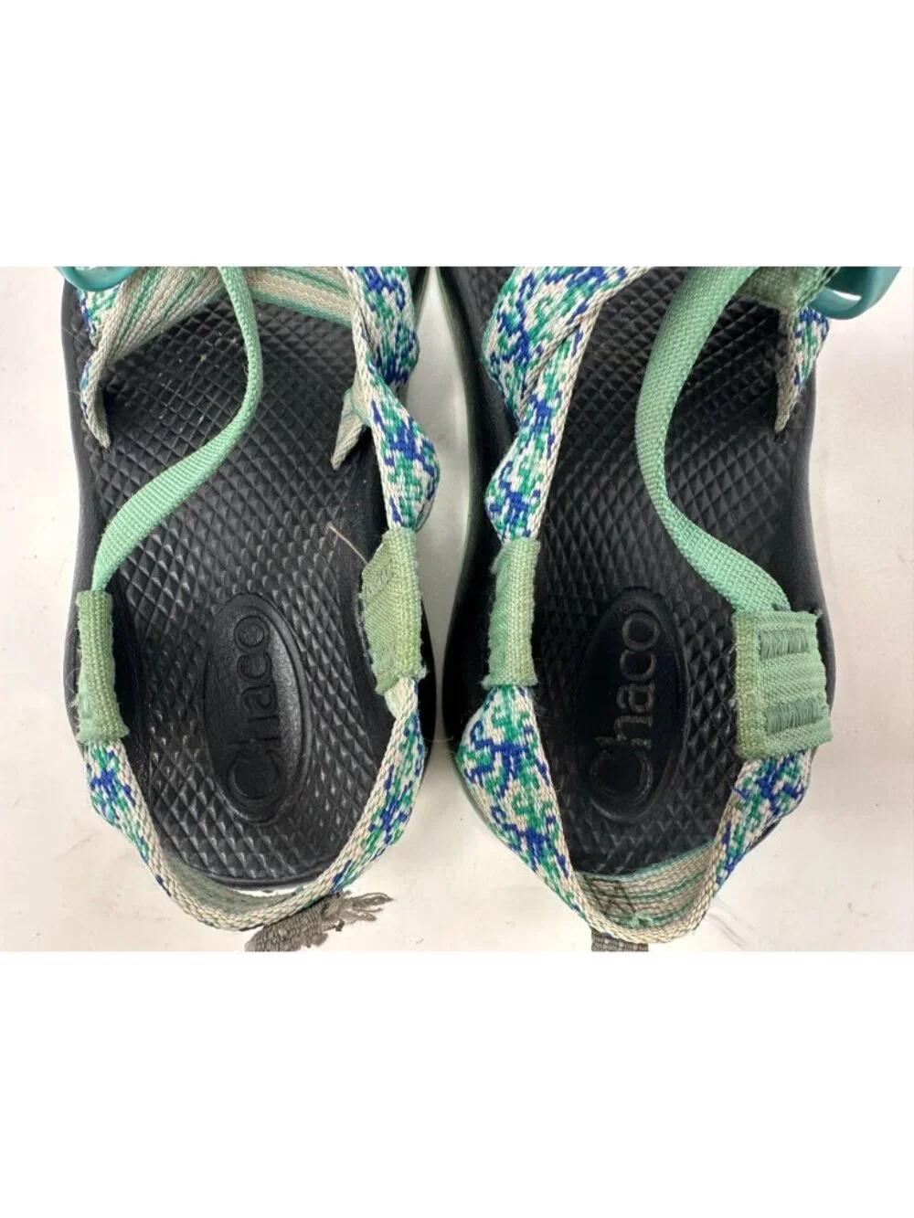 Chaco Kids Z/1 Classic Sport Sandals Size 1 Green Blue Hiking Water Shoes